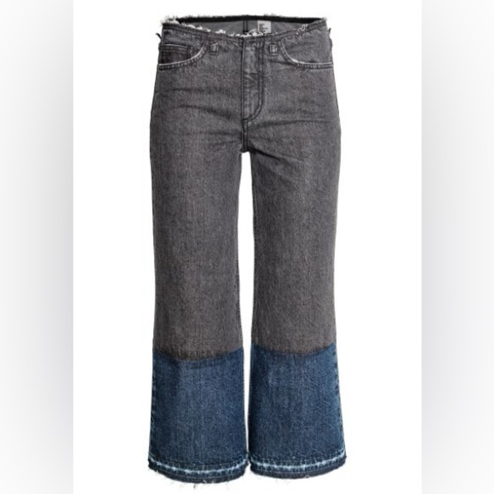 H&M Wide Cropped Jeans 28 Black Denim